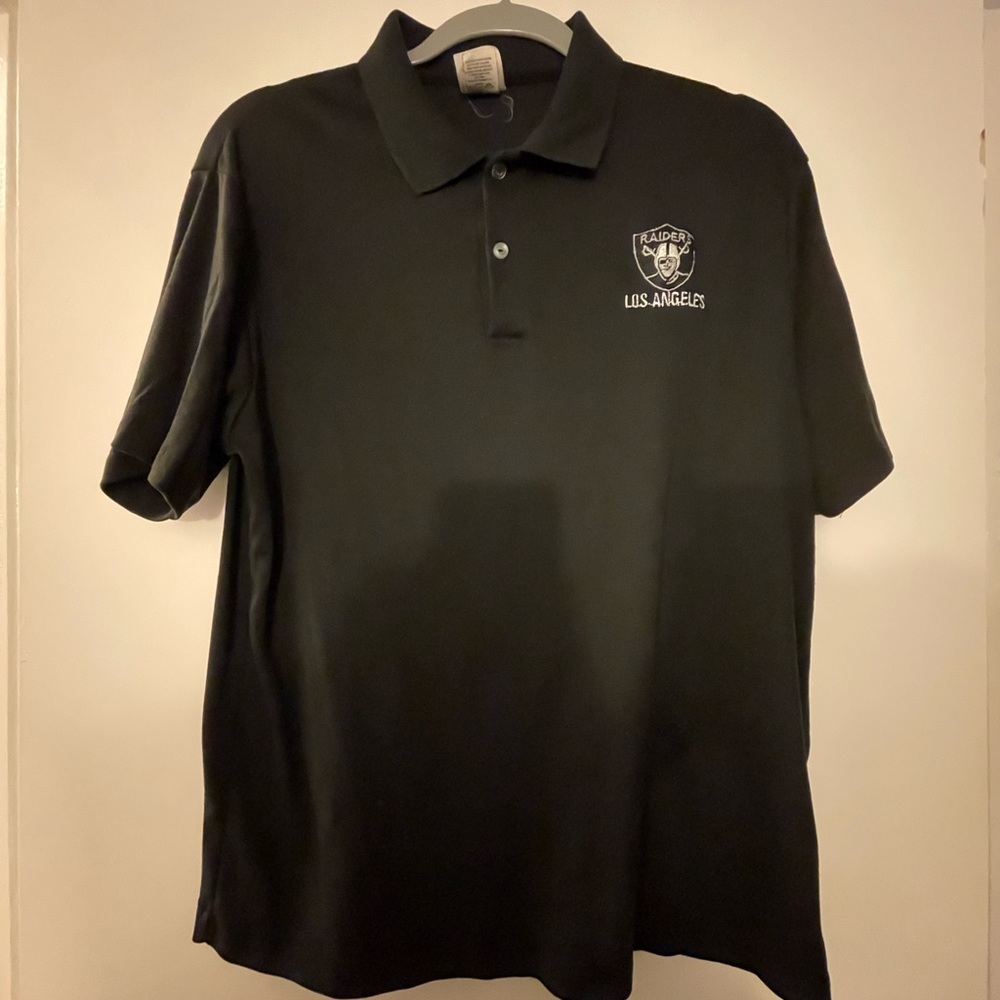 Men’s Vintage 90’s LA Raiders Black polo short sleeve shirt